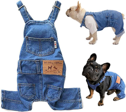 Tealots Denim Dog Overalls Outfit for Small Dogs