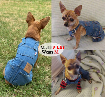Tealots Denim Dog Overalls Outfit for Small Dogs