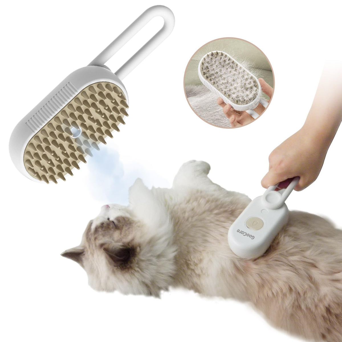 Electric Cat Steam Brush – 3-In-1 Pet Grooming Comb with Water Spray for Cats and Dogs, USB Rechargeable